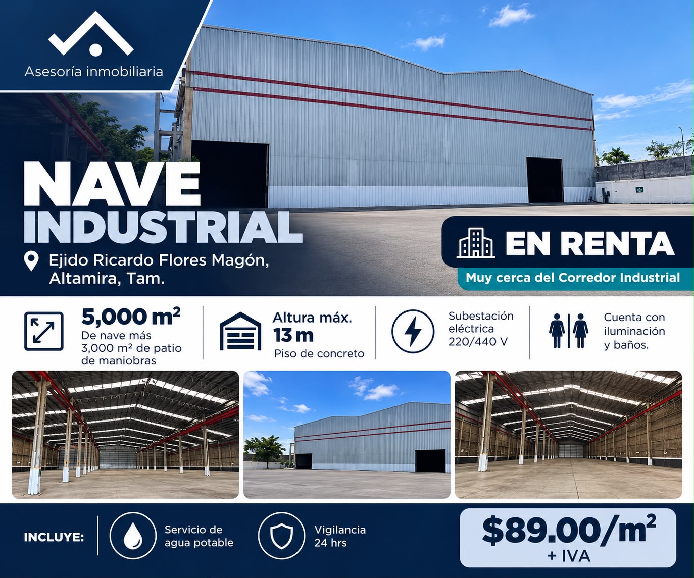 Ficha visual de nave industrial en renta