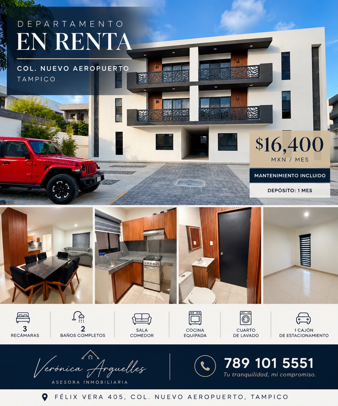 Ficha visual de departamento en renta