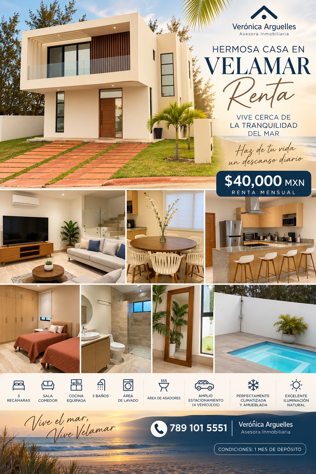 Ficha visual de casa en renta en Velamar
