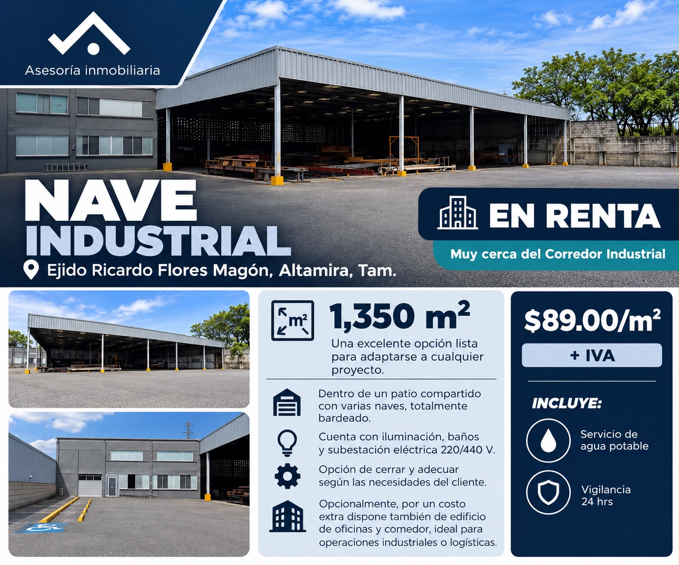 Ficha visual de nave industrial en renta